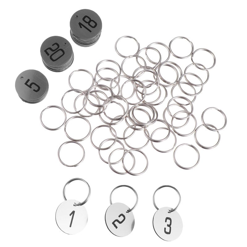 50 Pcs Round Plastic Numbered Tags with Key Rings for Office Event Classroom Labeling Identification - Image 2