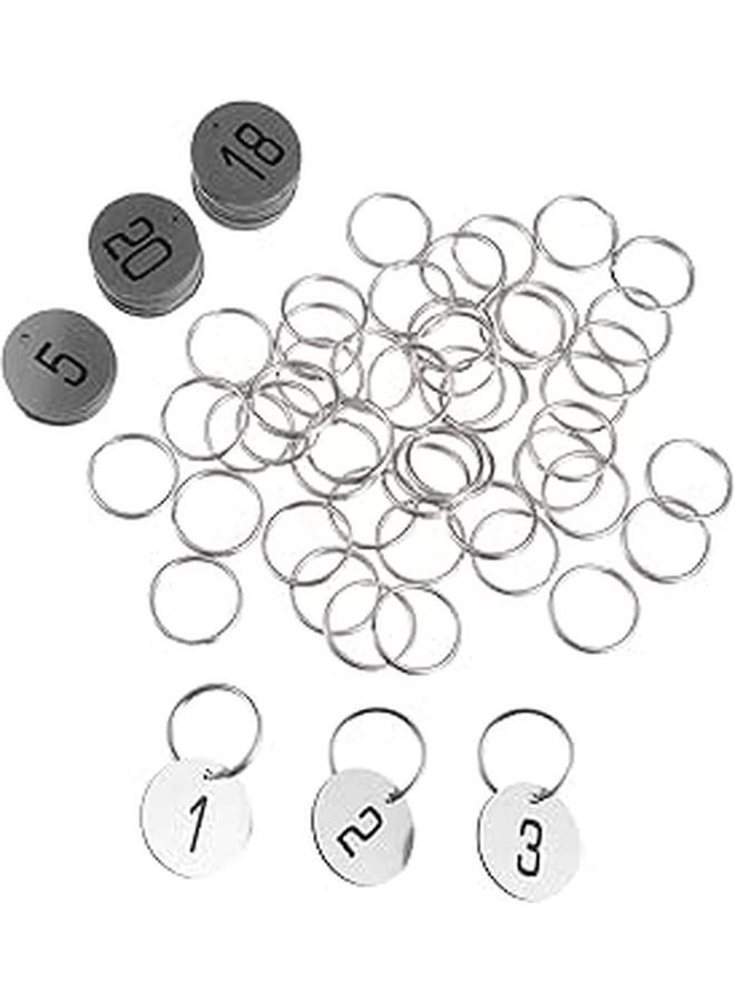 50 Pcs Round Plastic Numbered Tags with Key Rings for Office Event Classroom Labeling Identification - Image 1