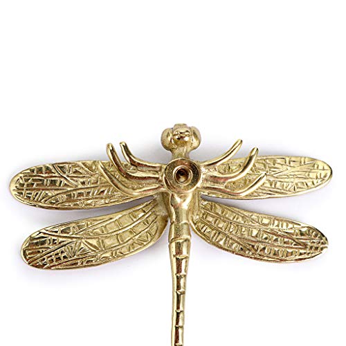 JUXYES Pack of 2 Brass Dragonfly Cabinet Knobs, Golden Tone Cupboard Door Knobs Decorative Dresser Drawer Handle Knobs for Dresser Drawer Cabinet Closet - Image 4