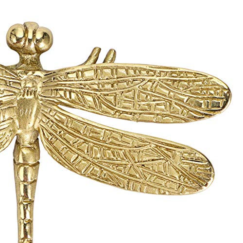 JUXYES Pack of 2 Brass Dragonfly Cabinet Knobs, Golden Tone Cupboard Door Knobs Decorative Dresser Drawer Handle Knobs for Dresser Drawer Cabinet Closet - Image 3