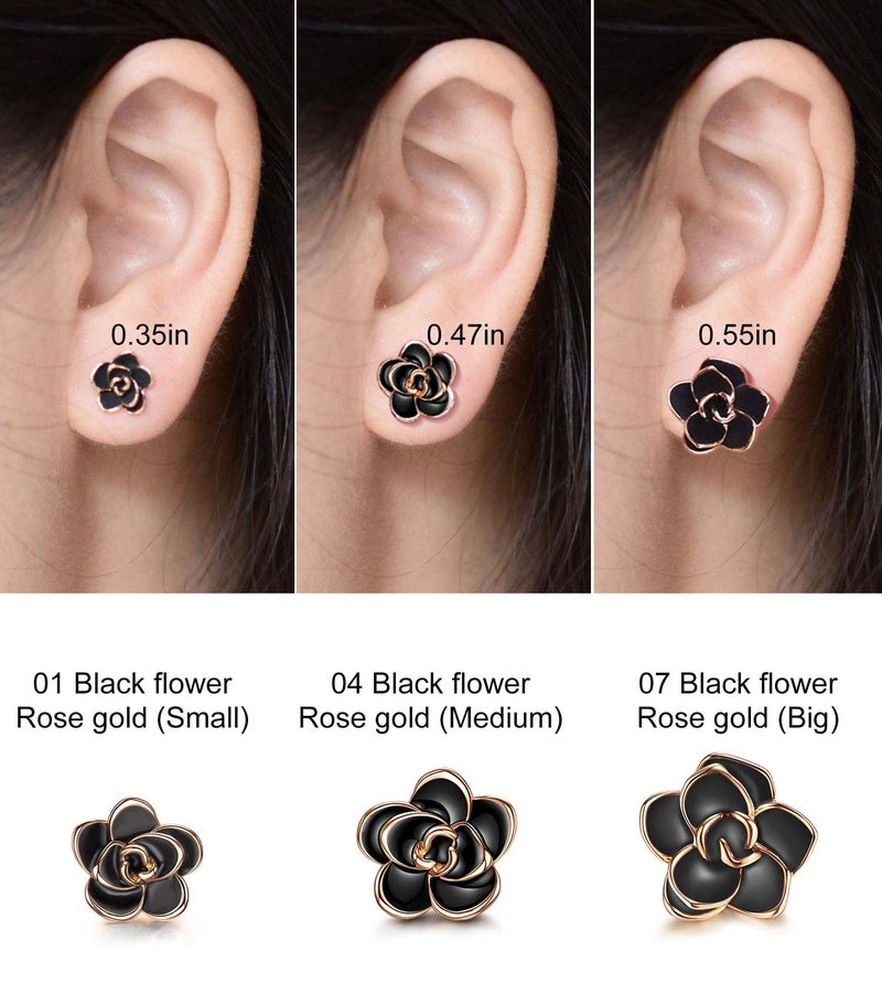 AllenCOCO Flower Stud Earrings Hypoallergenic for Women - 18K Gold Plated Rose Earrings for Sensitive Ears, Nickel Free - Image 4