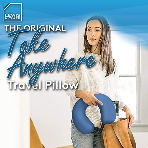 Lewis N. Clark Mood Neck Pillow, Microbead Pillows, Airplane Pillow and Cervical Neck Pillow for Kids + Adults, Travel Pillow with Neck Support, Blue - Image 4