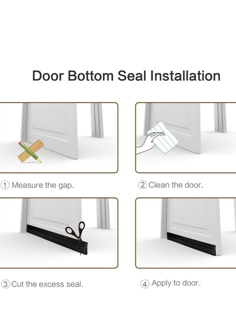 Generic Adhesive Under Door Sweep Weather Stripping Soundproof Rubber Bottom Seal with Wider Strong for Interior Exterior Doors Guard Against Drafts Dust Noise Animals (1M Black)  - Image 5