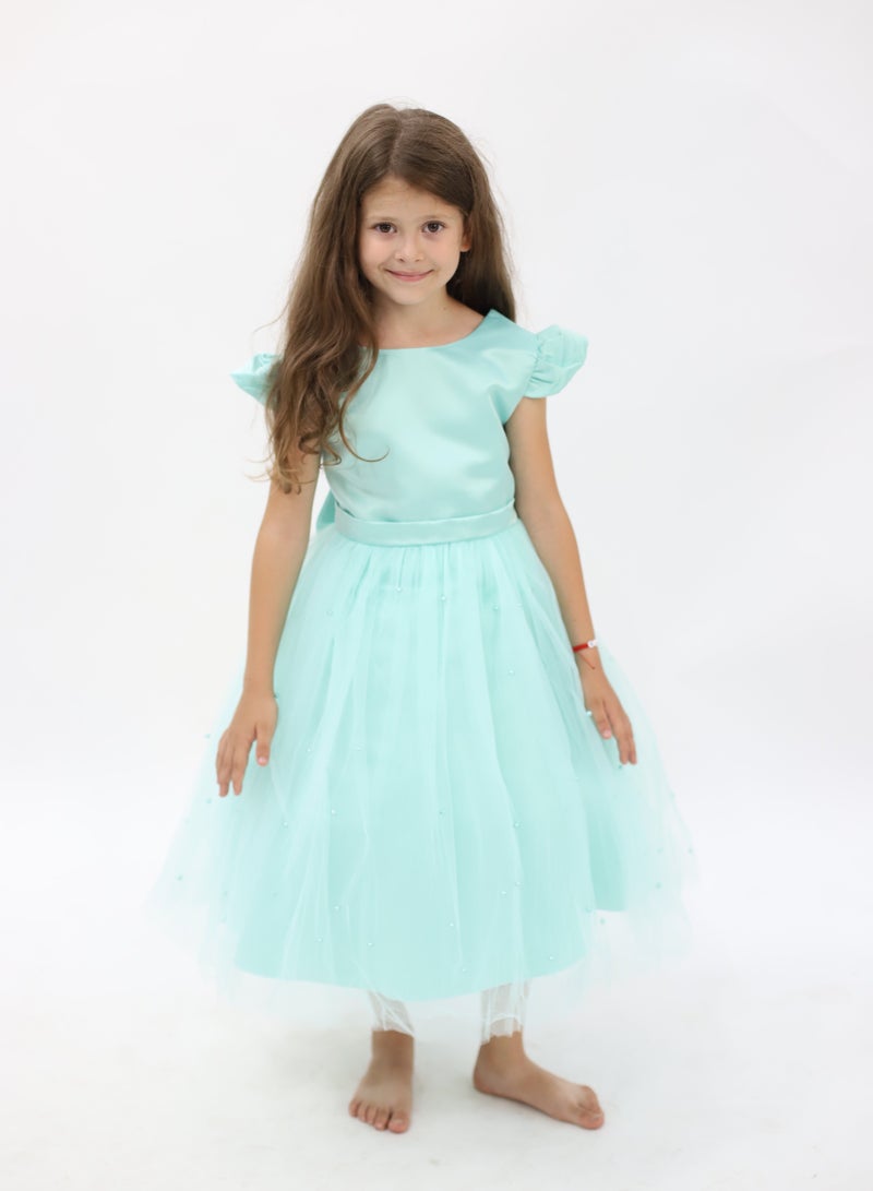D'Daniela Aqua Tulle Dress - Image 1