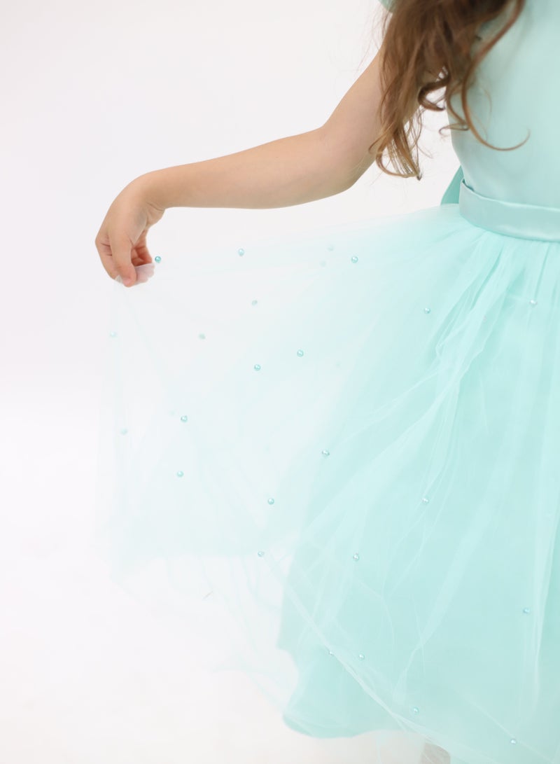 D'Daniela Aqua Tulle Dress - Image 3