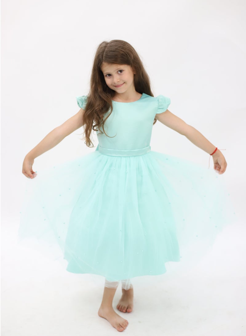 D'Daniela Aqua Tulle Dress - Image 2
