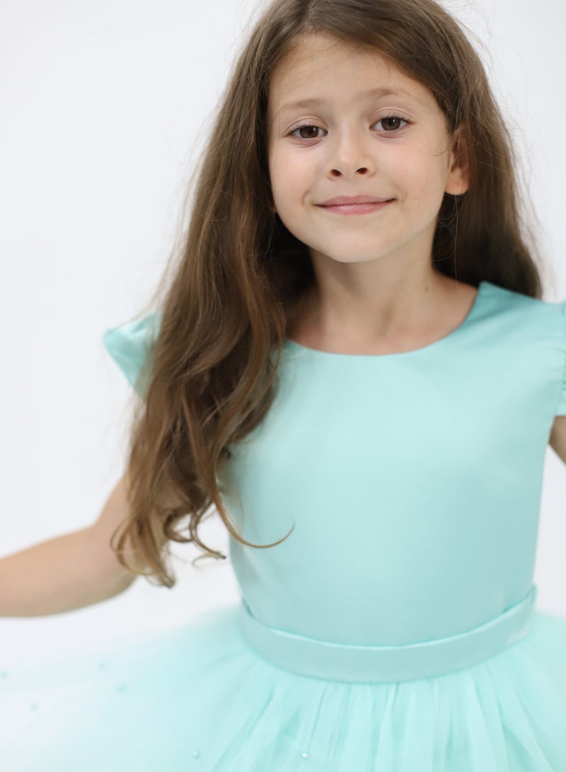 D'Daniela Aqua Tulle Dress - Image 4