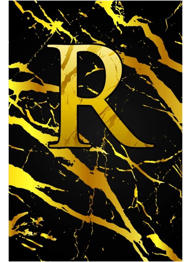 R: Letter R Monogram Initials Black & Gold Marble Notebook & Journal  - Image 1