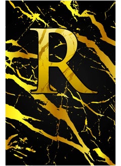 R: Letter R Monogram Initials Black & Gold Marble Notebook & Journal  - Image 1