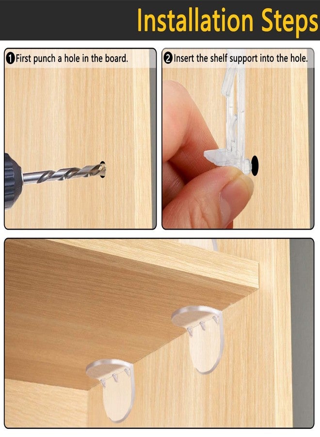 LonlyEagle 20pcs Plastic Locking Shelf Support Pegs,5mm Shelf Pins,Self-Locking Bracket Clips,Clear Shelf Pegs for for Kitchen Cabinet Furniture Book Shelves, 5mm Peg x 5/8" Thick Shelves - Image 4