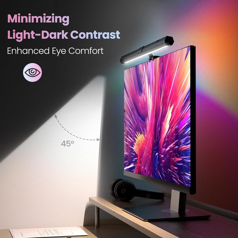 NALACAL Monitor Light bar with RGB Backlight, 40cm Computer Monitor Lamp with Dimmer and Color Temperature, LED Touch Control Gaming Screen Light No Screen Glare and Eye Protection for Home Office - Image 4