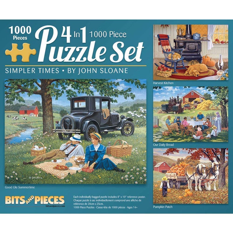 Bits and Pieces 4in1 MultiPack 1000 Piece Jigsaw Puzzles for Adults Jigsaw Puzzle Set Bundle by Artist John Sloane Completed Puzzle Size 20 x 27 - Image 3