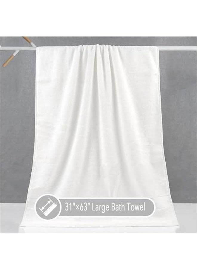 KHAJUL 6-Piece Towel Set, 100% Combed Cotton, Quick Dry Highly Absorbent Thick Bathroom Towels, Soft Hotel Quality for Bath and Spa, 2 Bath Towels, 2 Hand Towels and 2 Washcloths (1100g White)  - Image 5