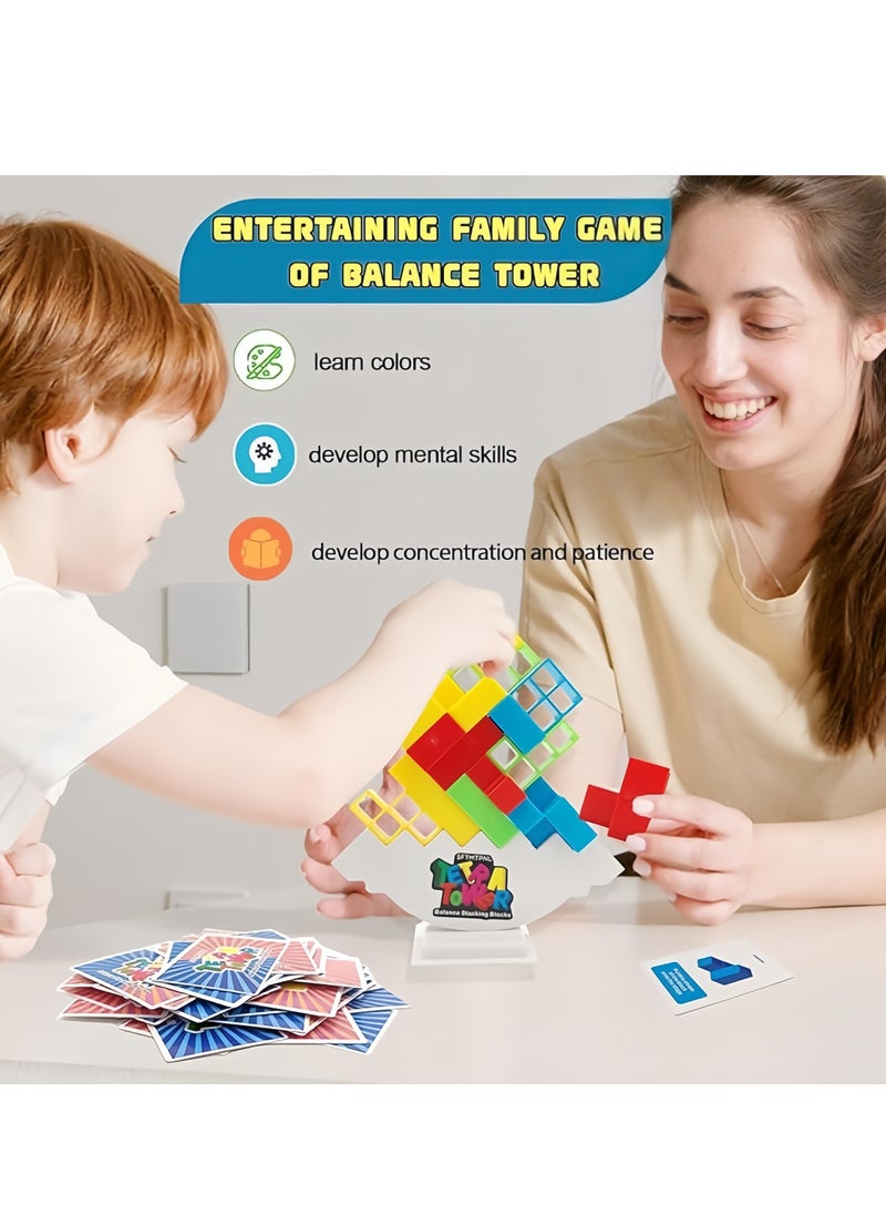 32PCS Balance Game Russian Building Blocks, Tetris Stacking Toy Balancing Stacking Toys for Kids Adults, DIY Assembling Versatile Board Table Games Toy, Educational Kids Toys