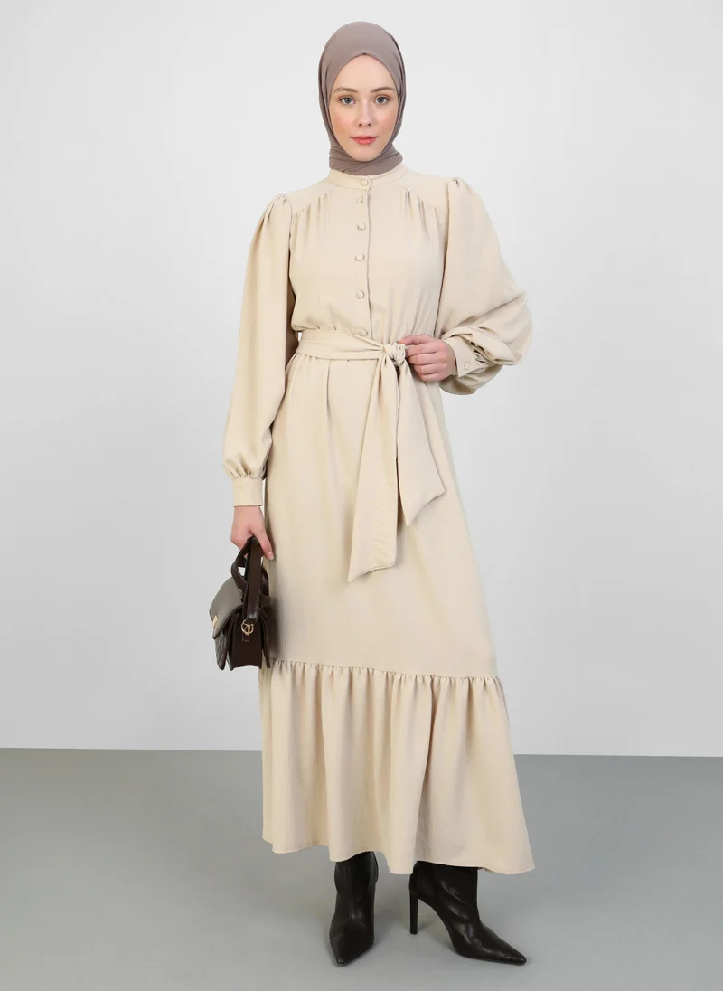 Refka by modanisa Beige - Modest Dress - Refka