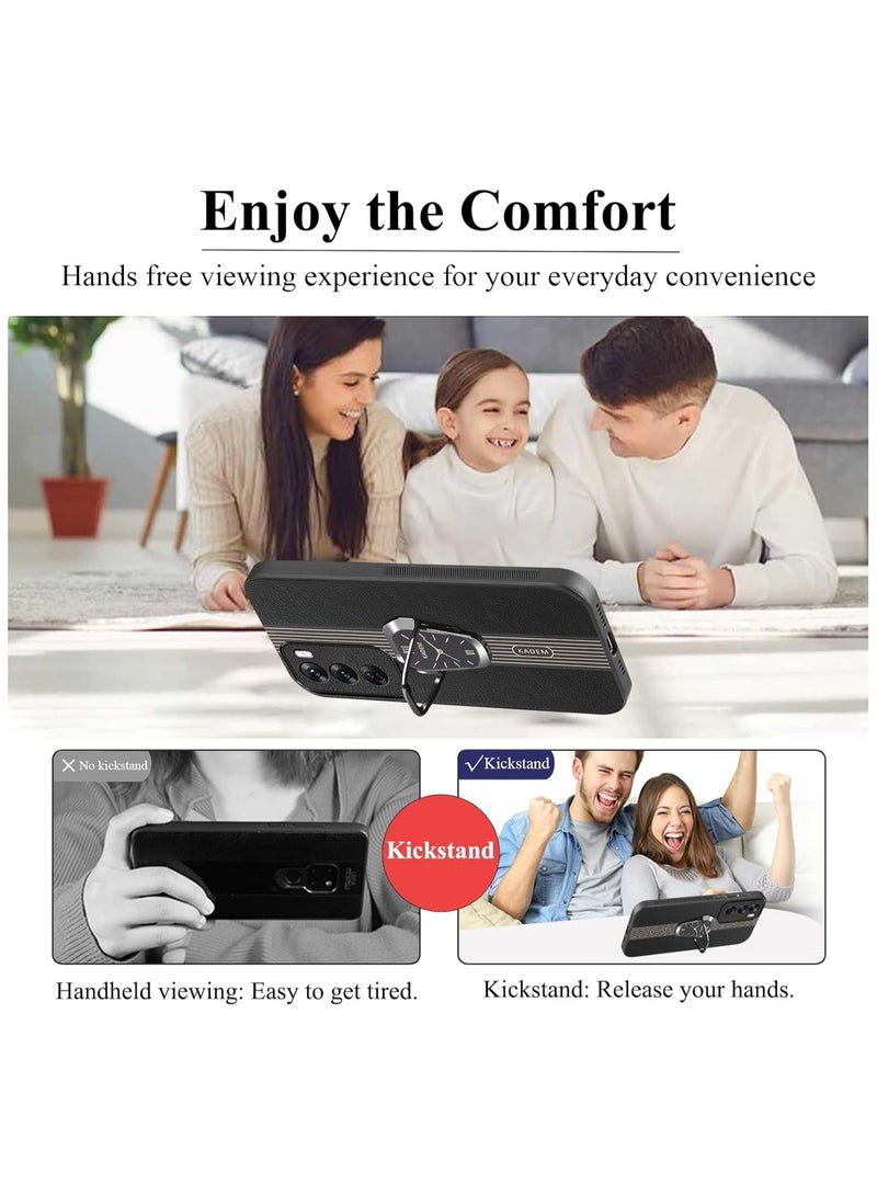 general Magnetic Case for Oppo Reno 12 Pro,with Ring Holder Black, Phone Case Shockproof with Kickstand Slim Cover Anti-Slip Silicone TPU Sof Edge - Image 2