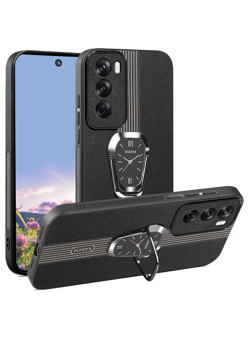 general Magnetic Case for Oppo Reno 12 Pro,with Ring Holder Black, Phone Case Shockproof with Kickstand Slim Cover Anti-Slip Silicone TPU Sof Edge - Image 1