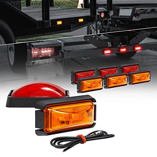 ONLINE LED STORE TRUE MODS 8pc 2.5" Amber + Red LED Trailer Marker Light w/Black Bezel [DOT FMVSS 108] [SAE P2PC] [Surface Mount] [Waterproof IP67] Marker Lights for Trailer Truck - Image 1