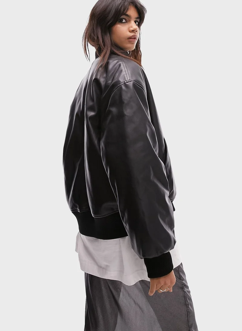 TOPSHOP Pu Bomber Jacket