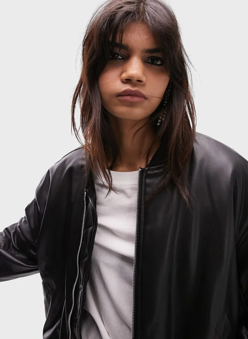 TOPSHOP Pu Bomber Jacket