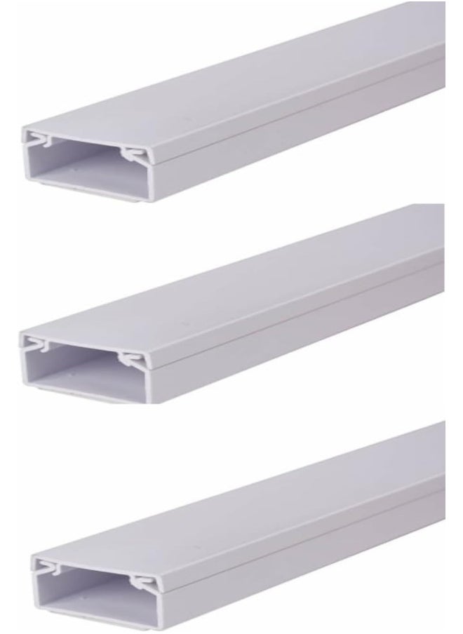 Biella 90cm Square Cable Box Self Adhesive PVC Trunking White Red Sticker Wall Cord Cover Cable Concealer On-Wall Wire Cover Paintable Cable Management Raceway to Hide Wires - Pack of 3 (40x25MM)  - Image 1