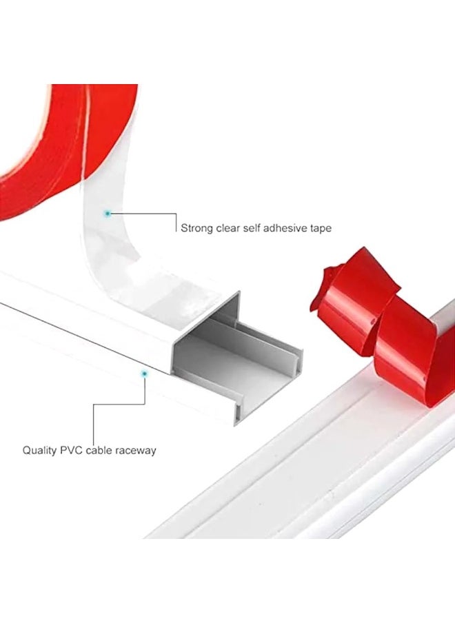 Biella 90cm Square Cable Box Self Adhesive PVC Trunking White Red Sticker Wall Cord Cover Cable Concealer On-Wall Wire Cover Paintable Cable Management Raceway to Hide Wires - Pack of 3 (40x25MM)  - Image 3