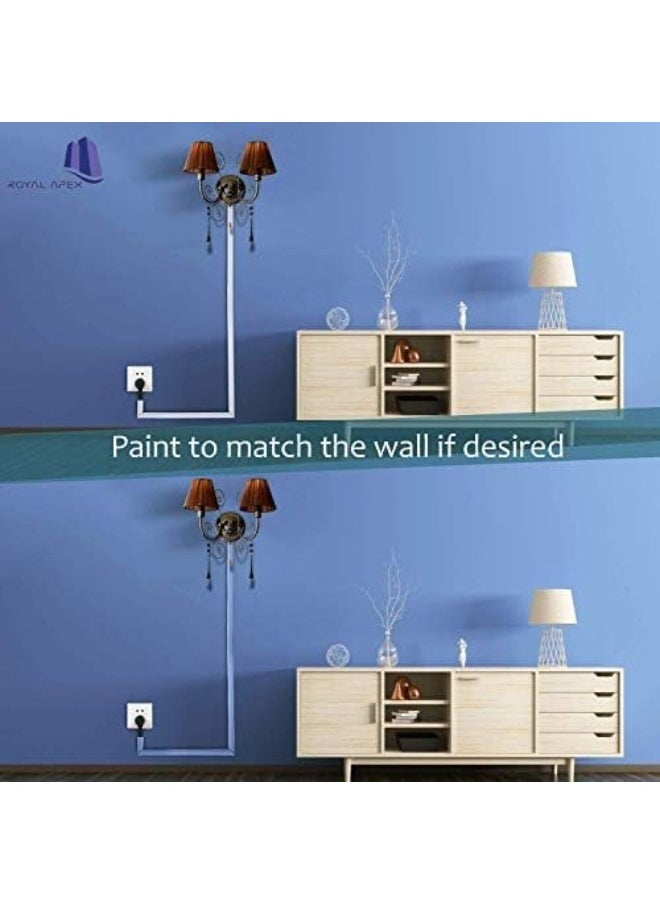 Biella 90cm Square Cable Box Self Adhesive PVC Trunking White Red Sticker Wall Cord Cover Cable Concealer On-Wall Wire Cover Paintable Cable Management Raceway to Hide Wires - Pack of 3 (40x25MM)  - Image 4