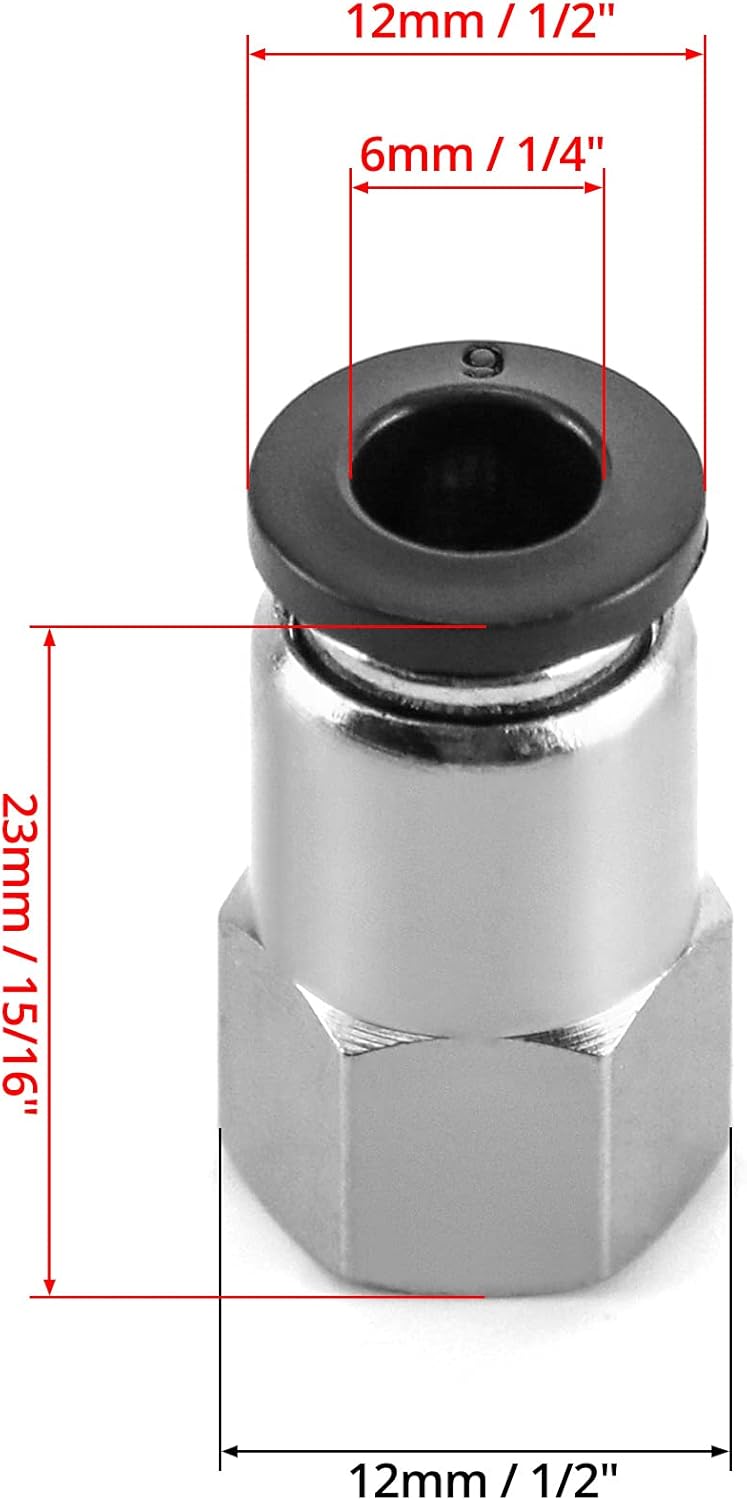 woobles Push to Connect Air Fittings, 10 Pack, 1/4" Tube OD x 1/8" NPT Female, Pneumatic Push Connectors Air Line Quick Connect Fitting Air Hose Fittings 1/8" NPT 1/4" OD - Image 3