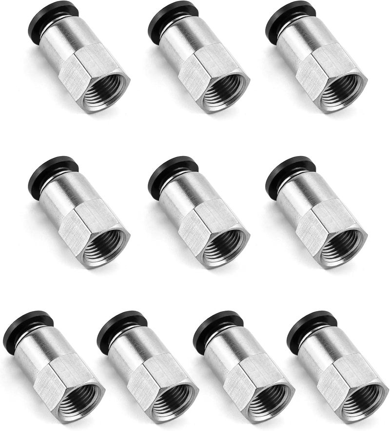 woobles Push to Connect Air Fittings, 10 Pack, 1/4" Tube OD x 1/8" NPT Female, Pneumatic Push Connectors Air Line Quick Connect Fitting Air Hose Fittings 1/8" NPT 1/4" OD - Image 4