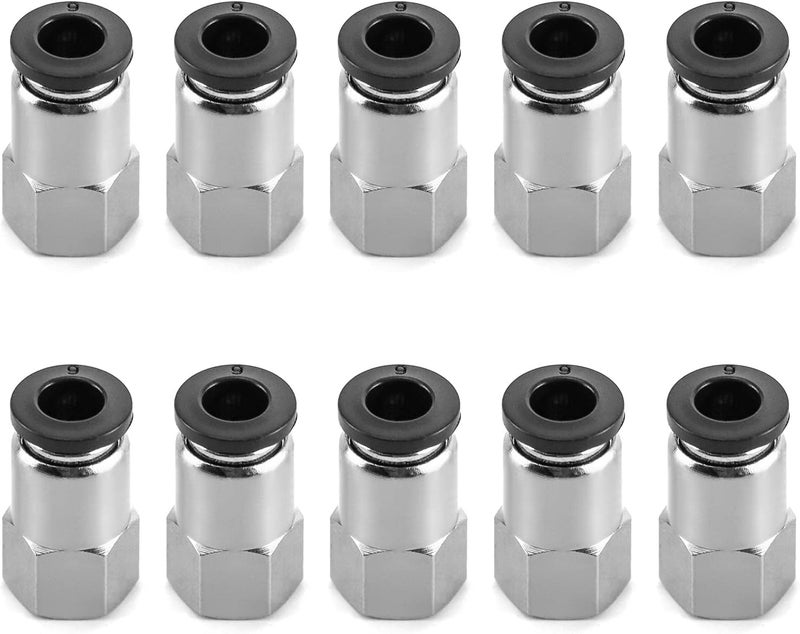 woobles Push to Connect Air Fittings, 10 Pack, 1/4" Tube OD x 1/8" NPT Female, Pneumatic Push Connectors Air Line Quick Connect Fitting Air Hose Fittings 1/8" NPT 1/4" OD - Image 1