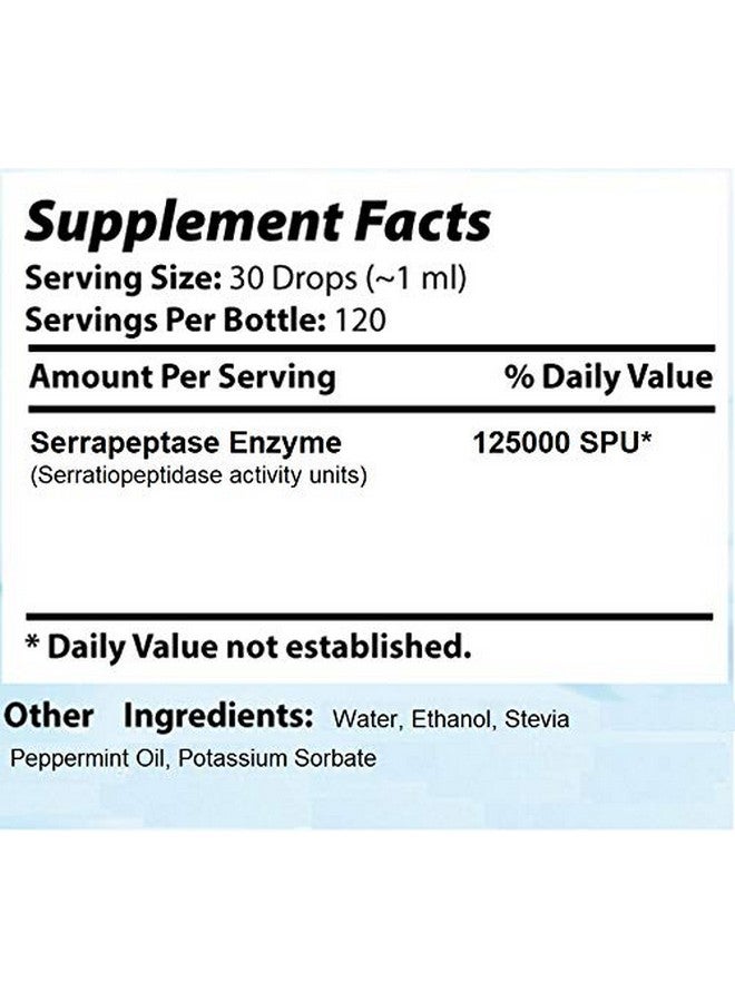 Absonutrix Serrapeptase Enzyme 583mg,125000 spu, 4 Oz drops, 200 Servings, Made in USA, Quick Absorption, Quality Ingredients, Third-Party Tested, Non-GMO, GMP Certified, Cruelty Free Products - Image 4