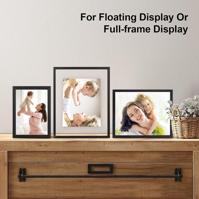 Egofine Egofine 8.5x11 Floating Frames Set of 2  Double Glass Picture Frame  Made of Solid Wood Display Any Size Photo up to 8.5x11  Wall Mount or Tabletop Standing  Rustic Black  - Image 4