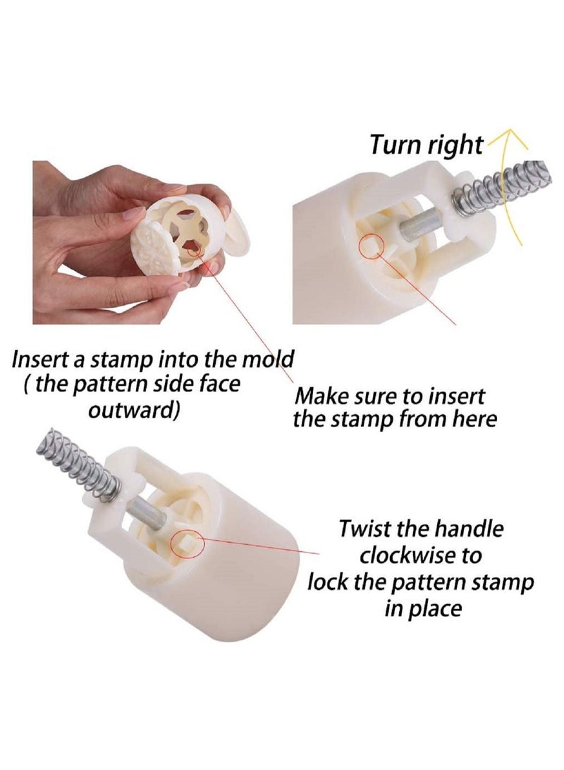 AMM Cookie Stamp 50g Mooncake Mold with 6 Stamps Flowers Design Cookie Stamp Moon Cake Mold Stamps Mid Autumn Festival Cookies Cutters DIY Decoration Mooncake Press Molds White - Image 4