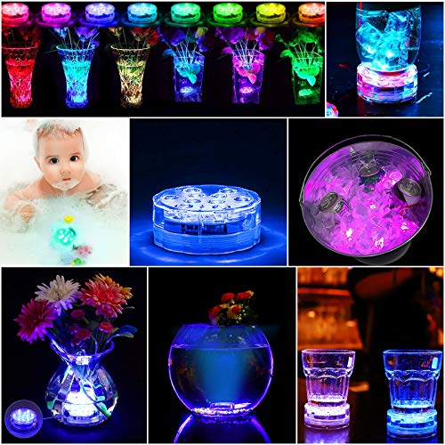 YiaMia Submersible Led Battery Operated Spot Lights with Remote, Decorative Fish Bowl Small Lamps for Aquarium Vase Base Pond Wedding Halloween Party (4 Pack) - Image 3
