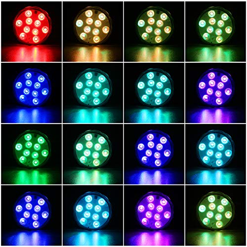 YiaMia Submersible Led Battery Operated Spot Lights with Remote, Decorative Fish Bowl Small Lamps for Aquarium Vase Base Pond Wedding Halloween Party (4 Pack) - Image 5
