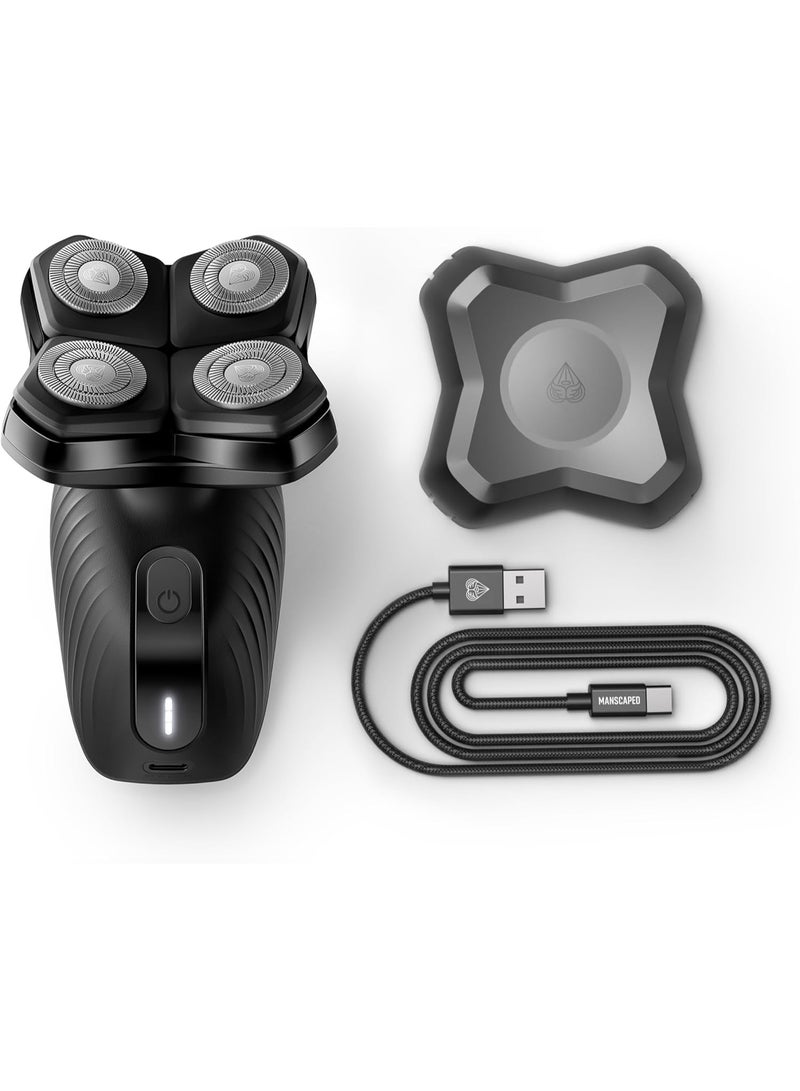 MANSCAPED® The Dome Shaver™ Plus Men’s Head Shaver – Four Double-Track Rotary Blades with SkinSafe® & FlexAdjust Technology, Waterproof, USB-C Charging, Magnetic Detachable Blade Pad, Travel Lock - Image 2