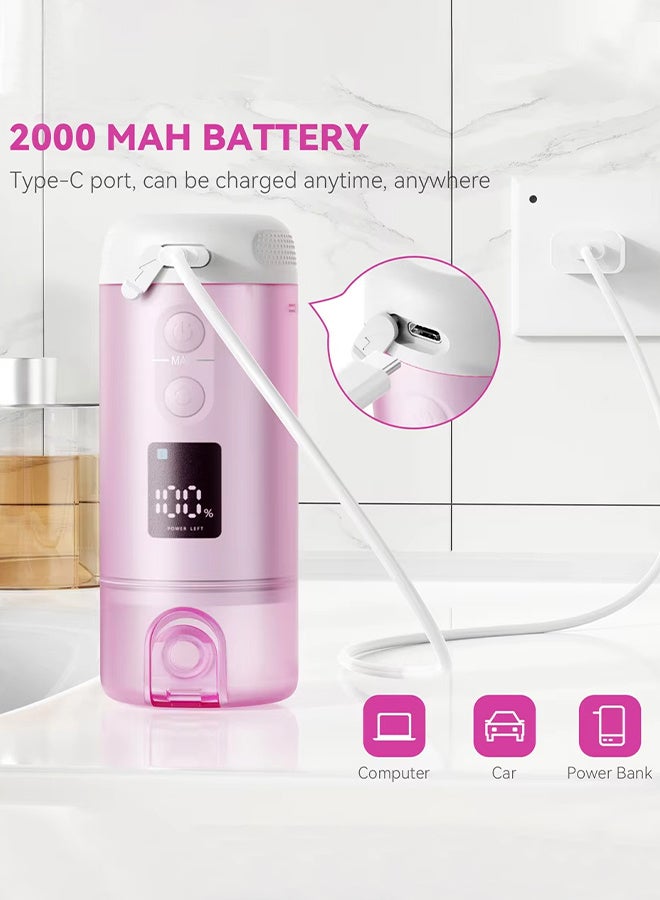 Portable Bidet Travel Electric Shattaf, 5 Spray Modes,USB Rechargeable, with 8 Nozzles, 250ML Electric Mini Bidet Pressure Adjustable for Camping, Desert Trips, Airplanes, Trains & Personal Hygiene - Image 2