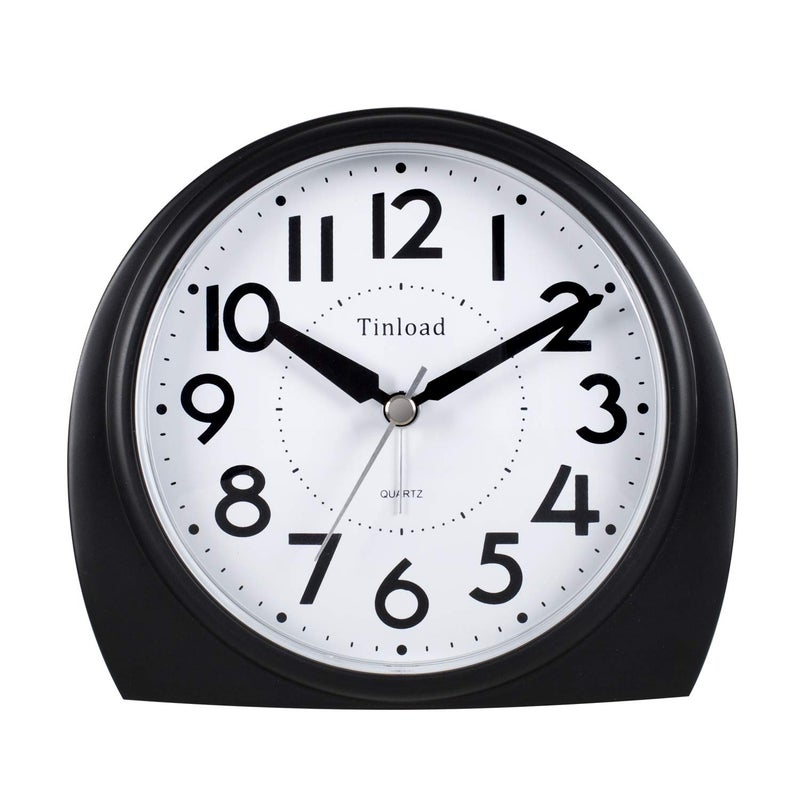 55 Extra Large Analog Alarm Clock Silent Non Ticking Gentle Wake Beep Sounds Increasing Volume Battery Operated Snooze and Manual Light Easy Set Black Best for Elder