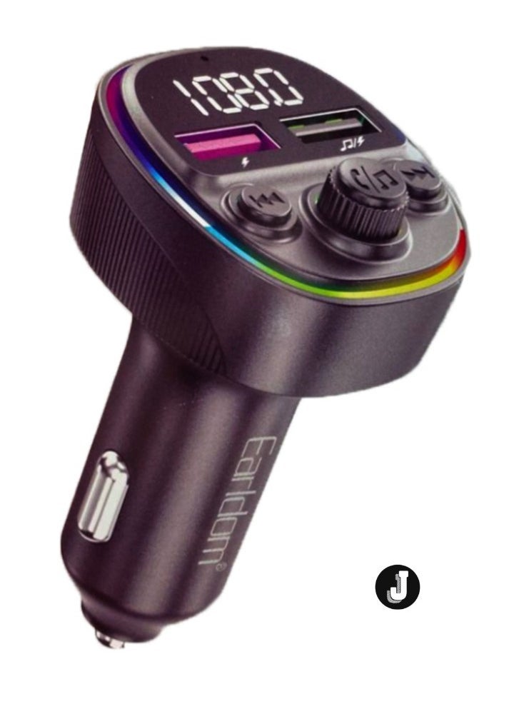 JAJEEK FM Transmitter 65W in Black for High-Quality Audio Streaming and Fast Charging - Image 2