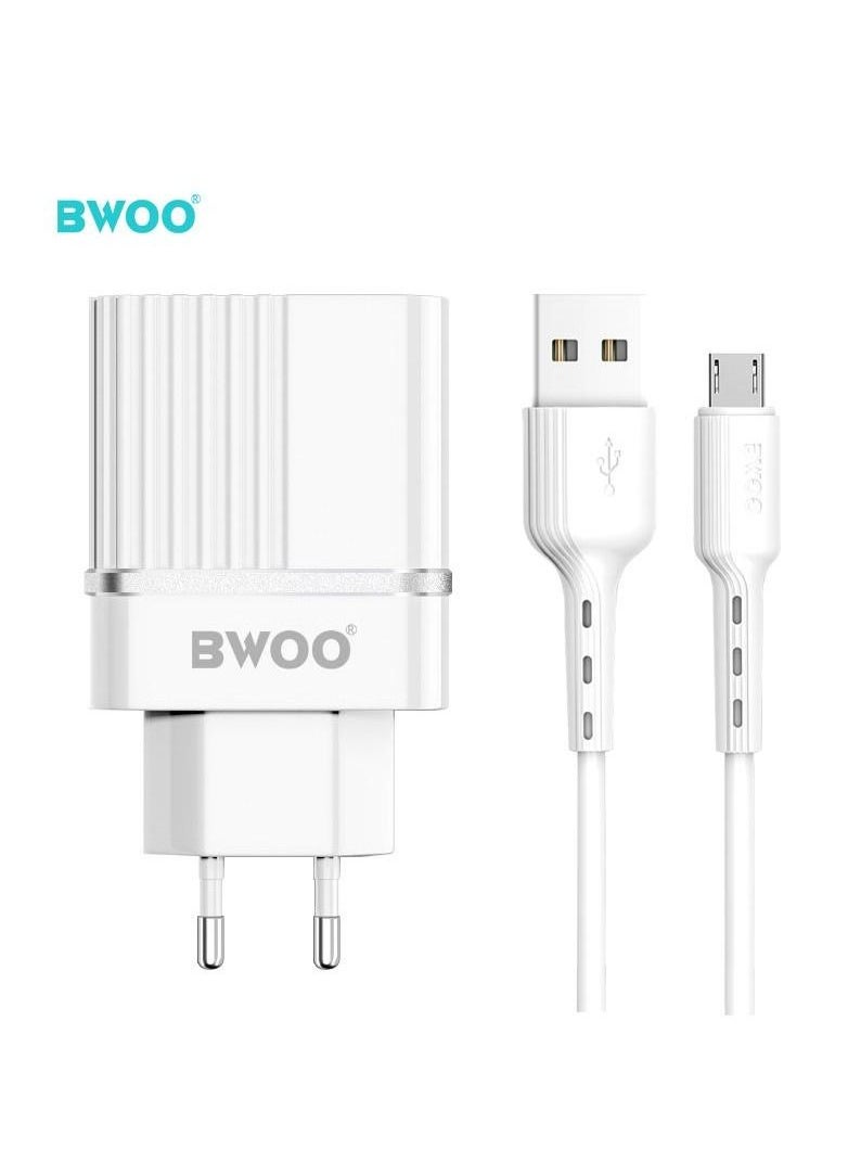 BWOO Product Description  Model: CDA49  Product name: Double usb charger  Port: Double USB  Power: 12W  Input: 100-240V  Output: 5V2.4A  Protocol: APPLE/SAMSUNG/BC1.2  - Image 1