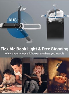 Kimaya USB Rechargeable Book Reading Light, Warm White + Daylight, LED Eye Care Clip on Book Light for Reading in Bed (Black)  - Image 4