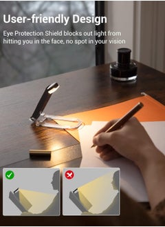 Kimaya USB Rechargeable Book Reading Light, Warm White + Daylight, LED Eye Care Clip on Book Light for Reading in Bed (Black)  - Image 5