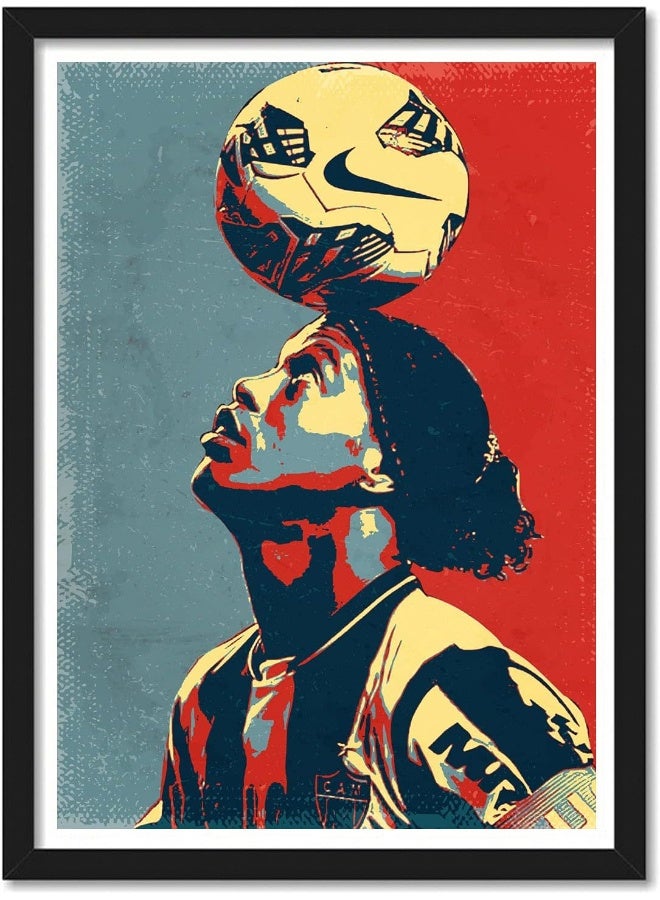 GRAY WALL Good Hope PlexiGlass Ronaldinho Popart Framed Poster, Multicolour, Print, 10inch x 13inch for Room Office - Image 1