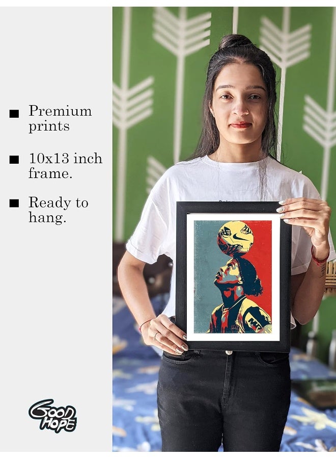 GRAY WALL Good Hope PlexiGlass Ronaldinho Popart Framed Poster, Multicolour, Print, 10inch x 13inch for Room Office - Image 5