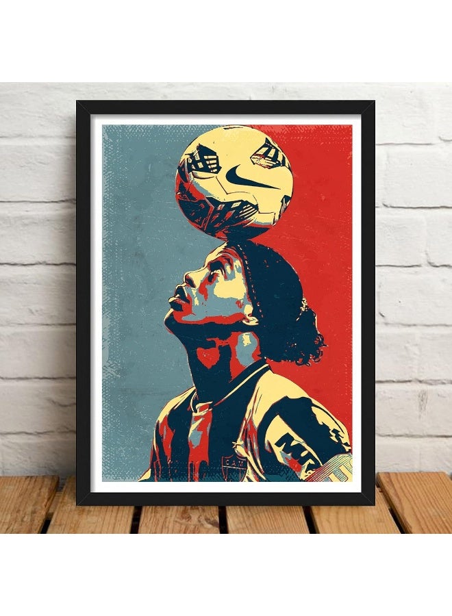 GRAY WALL Good Hope PlexiGlass Ronaldinho Popart Framed Poster, Multicolour, Print, 10inch x 13inch for Room Office - Image 3