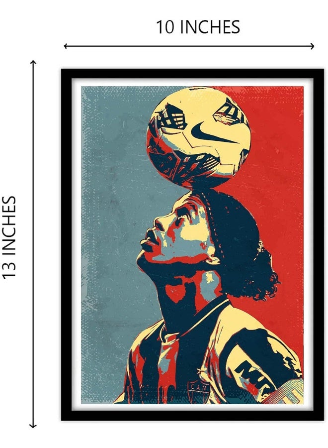 GRAY WALL Good Hope PlexiGlass Ronaldinho Popart Framed Poster, Multicolour, Print, 10inch x 13inch for Room Office - Image 2