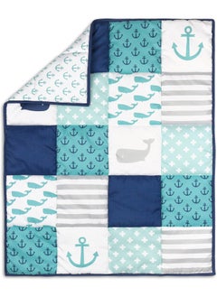 belle Nautical 4 Piece Whales and Anchors Baby Crib Bedding Set  - Image 2
