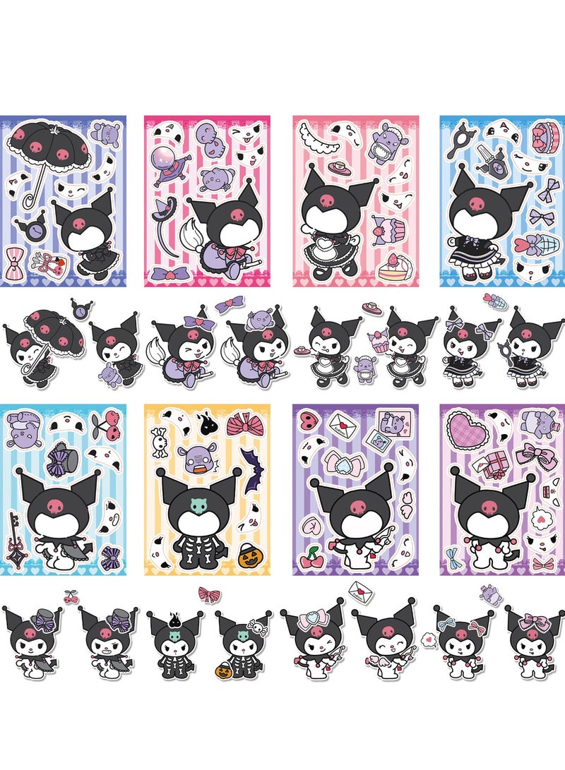 8 pieces Kuromi Magic Face-Changing Stickers – DIY Puzzle Fun for Kids, Relaxation for Parents! - Image 1