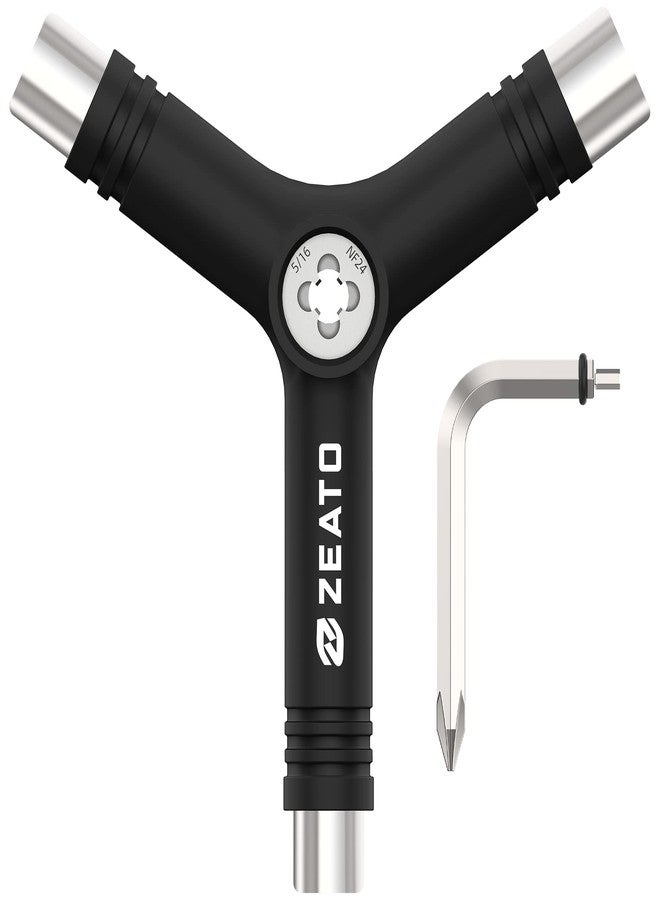 Zeato All-In-One Skate Tools Multi-function Portable Skateboard Y Tool Accessory with Y-type Allen Key and L-type Phillips Head Wrench Screwdriver - Image 1