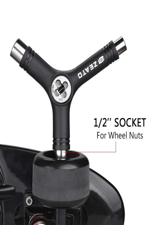 Zeato All-In-One Skate Tools Multi-function Portable Skateboard Y Tool Accessory with Y-type Allen Key and L-type Phillips Head Wrench Screwdriver - Image 4